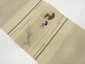 絽綴れ抽象草に野菜模様織出し名古屋帯